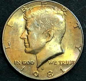 1981 D KENNEDY HALF DOLLAR - EAGLE BACK - MS BU - TONED - Picture 1 of 2