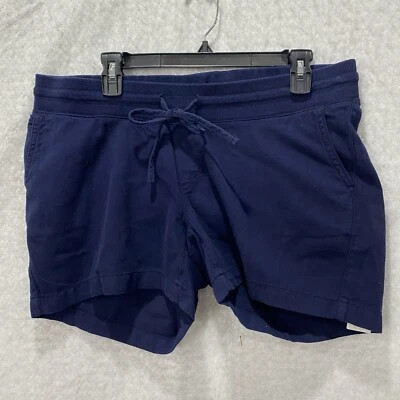 GAP Maternity Shorts M Blue Cotton Linen Drawstring Navy  Stretch 4" Pockets - Image 1 of 4