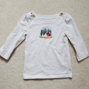 Janie and Jack Girls' Holiday Snow Globe Snowman 3/4 Sleeve Shirt sz5 - Picture 1 of 11