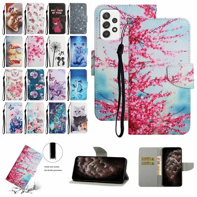 Butterfly Flower Cat Wallet Phone Case For Samsung S20 S21 Note 20 A32 A22 A12 - Image 1 of 4