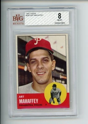 1963 Topps Art Mahaffey #385 Philadelphia Phillies BVG 8 NM-MT - Image 1 of 2