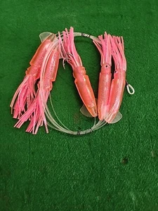 Mold Craft Squid Nation 7" SQUID DAISY CHAIN  With Hook 5 Squid Lures Pink - Picture 1 of 8