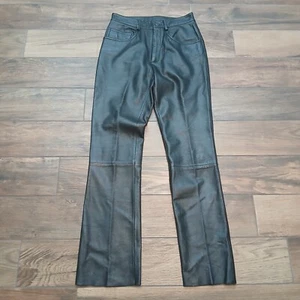 Maxima Wilsons Leather Pants Womens 28x32 Black Motorcycle Biker Bootcut Boot - Picture 1 of 10