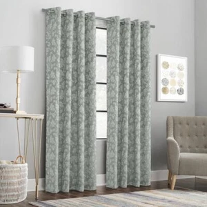 Habitat Valencia Branch Leaf Design Grommet Curtain Panel 52" x 84" Grey - Picture 1 of 5