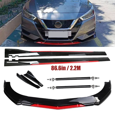 For Nissan Maxima Front Bumper Lip Splitter Spoiler Glossy Black Red Body Kit - Imagem 1 de 4