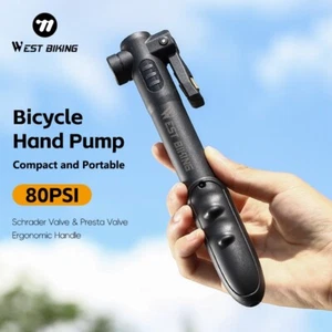 WEST BIKING Portable Mini Bike Foot Pump Ebike Bicycle Ball Car Tire Air Pump - Picture 1 of 9