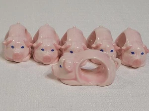 Napkin Holders Little Pink Pigs Glazed Ceramic 3" Set of 6 - Picture 1 of 21