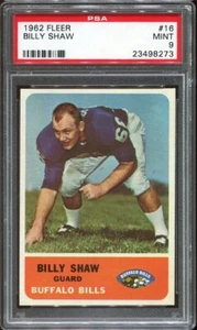 1962 Fleer #16 Billy Shaw RC PSA 9 Buffalo Bills HOF Georgia Tech - Picture 1 of 1