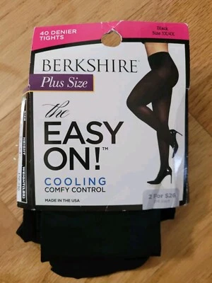 Berkshire Plus Size The Easy On! Comfy Control Tights, Black, Size 3X/4X - Image 1 of 4