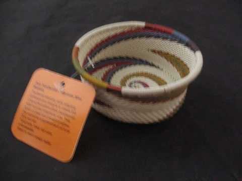 Handmade Zulu Woven Telephone Wire Basket South Africa Cover