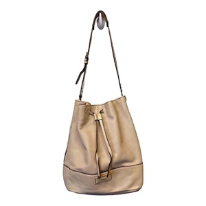 DKNY Nude Crosby Ego Leather Drawstring Large Bucket Bag Purse - Picture 1 of 9