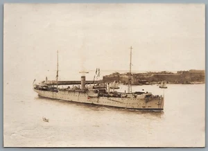 Malta Grand Studio c1920s Real Photograph H.M.S. Cyclops F31 At Grand Harbour - Picture 1 of 3