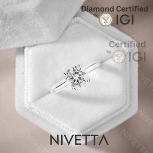 2 ct Lab Grown Round Cut 4 Prong Diamond Engagement Ring VVS2 D Solitaire - Picture 1 of 9
