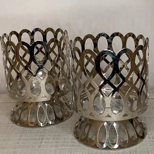 2 Bath & Body Works Slatkin große Kerzenhalter silber Schnörkelsockel - Bild 1 von 8