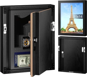 Hidden Safe with Lock, Wooden Picture Frame Diversion Safe, Large Hidden Money S - Picture 1 of 12