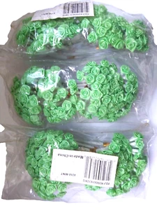 New lot 432 MINT color   1/4" Ribbon Roses on 3 " white wire stem picks Crafts - Picture 1 of 3