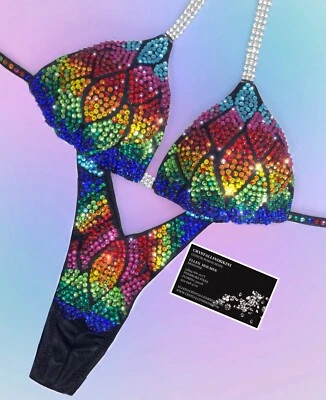 Rainbow gradient figure/physique competition suit - Image 1 of 2