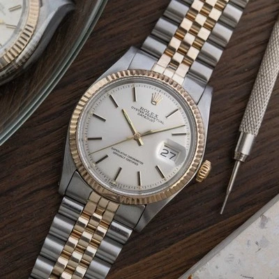 Rolex Datejust 1601 1975 jubileo de dos tonos - atractivo dial pastelera Foto 1 de 4