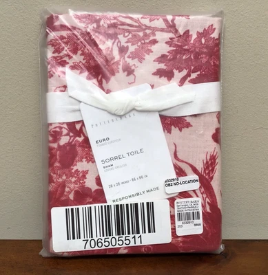 NUEVO Pottery Barn SORREL TOILE EURO Almohada Falsa ROJA 26x26" Cuadrada País Francés Foto 1 de 3