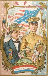 1909 Patriotic Picture Postcard - Today And Yesterday - Embossed  ~ #-7796 - Picture 1 of 13