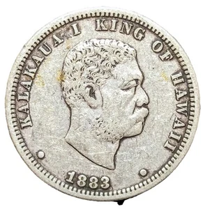 1883 Hawaii 90% Silver Quarter 25c Rare, Vf - Picture 1 of 2