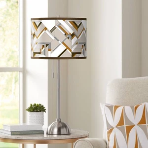 Giclee Glow 28" High Craftsman Mosaic Shade Brushed Nickel Table Lamp - Picture 1 of 5