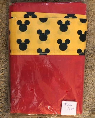 Sábana bajera plana doble Disney Mickey para niños orejas negras sobre naranja nueva en paquete Foto 1 de 3