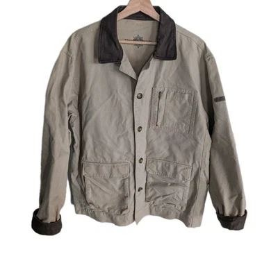 Abrigo de colección de lona tallada con volantes para tareas para hombre L granero trabajo camionero sin forro bronceado resistente * Foto 1 de 4