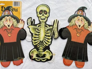 3 Lot Vintage 1984 Pfeife Halloween Action Tänzer 2 Hexe 1 Skelett 21 Zoll - Bild 1 von 5