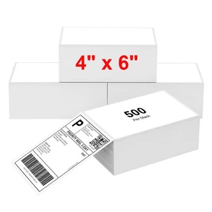 4x6 Thermal Labels Fanfold 500/Stack Address Shipping Labels for Thermal Printer - Picture 1 of 5