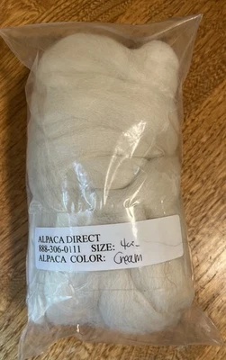 Alpaca 100% Fiber Felting Wool Spinning Felt 4 oz Alpaca Direct Cream Off White - Image 1 of 2