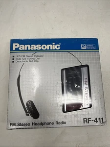 Vintage Panasonic RF-411 FM Stereo Kopfhörer Radio - Schwarz - Open Box - Bild 1 von 24