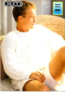 Crucci 434 - 1 Knitting Pattern Sporte Cotton Man's Jumper Men Casual Adult - Picture 1 of 2