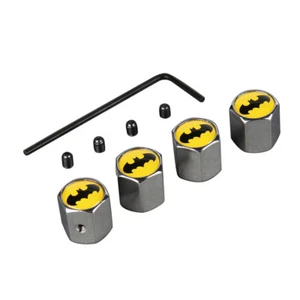 4Pcs Anti-Theft Locking Cover Batman Car Tyre Tire Wheel Stem Air Valve Cap - Picture 1 of 12