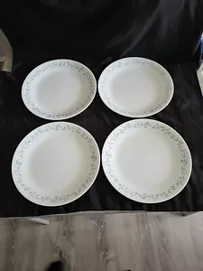 Set of 4 Corelle Country Cottage Dinner Plates White w/ Blue Heart 10.25"-Lot #1 - Picture 1 of 9