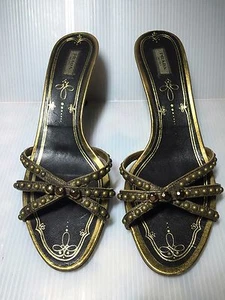 Authentic Prada Bronze Metallic Black Slip-on Mule Shoes Size 38-ITALY - Picture 1 of 13