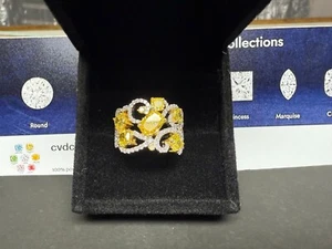 4 TCW Cushion Yellow Lab Grown Diamond Engagement Ring 14 KT Gold - Picture 1 of 13