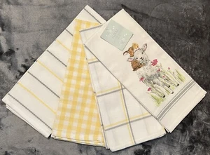 4 Bloom Country Farmhouse Spring Lamb Bunny Check Kitchen Dish Towels NWT - Picture 1 of 4