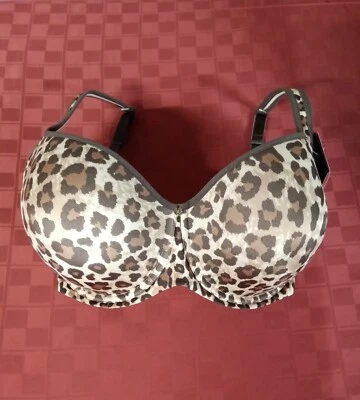 SUJETADOR ESENCIAL BODYWEAR TALLA E (DD) 34 38 44 CON AROS ACOLCHADO LEOPARDO NEGRO NUEVO Foto 1 de 4