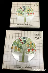 VTG ASTA West Germany Enamel Electric Stove Burner Covers FRUIT 9" & 8" - Picture 1 of 5