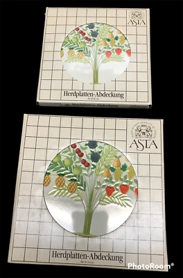 VTG ASTA West Germany Enamel Electric Stove Burner Covers FRUIT 9" & 8" - Image 1 of 4