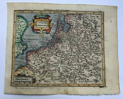 NETHERLANDS 1613 GERARD MERCATOR / JODOCUS HONDIUS ATLAS MINOR NICE ANTIQUE MAP  - Image 1 of 4