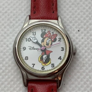 Disney Minnie Mouse Girl's Watch Small Size Classic Minnie New Battery Red Band - Picture 1 of 7