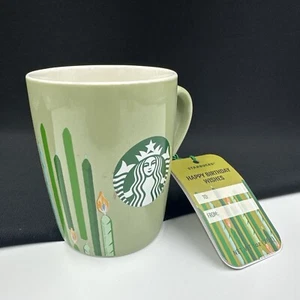 Starbucks Happy Birthday Candles Green Coffee Tea Mug 2023 New W/Tag •PRISTINE• - Picture 1 of 13