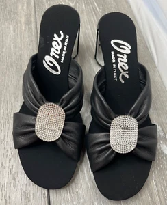 Finest by Onex Womens Diona Rhinestone Sandals, Black/Silver Size 5 - Picture 1 of 8