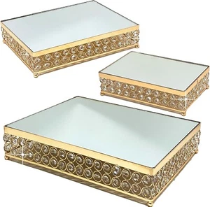 Allgala Wedding Cake Stands 3-Piece Set Crystal Gold Plated - Picture 1 of 3