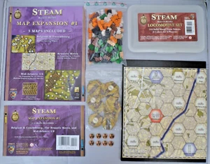 Steam Rails to Riches Map Expansion Pack #1 + Set Locomotive (Giochi Mayfair) - Foto 1 di 20