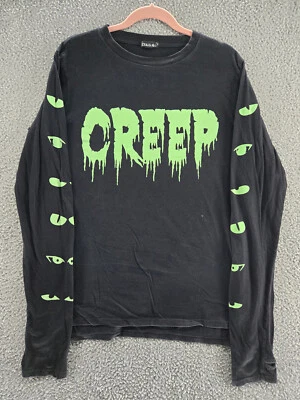 Camisa Dolls Kill Creep para mujer XL que brilla en la oscuridad ojos negra manga larga gótica Foto 1 de 4