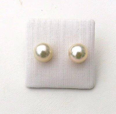 Japanische Akoya Perlen Ohrstecker 585 GG 14 ct 9,5-10 mm natur TOP 5471 - Bild 1 von 4