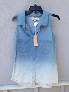 $57 NWT Vintage Havana Jean Sleeveless Button Down Shirts Size M - Picture 1 of 2